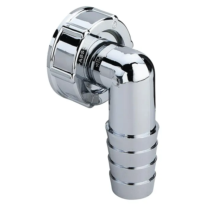 Winkelverschraubung - Durchmesser: 20 mm, Metall - Verchromter 90-Grad-Winkeladapter für Schläuche, ideal für Sanitäranwendungen und Wasserleitungen. Hochwertiges, langlebiges Material.