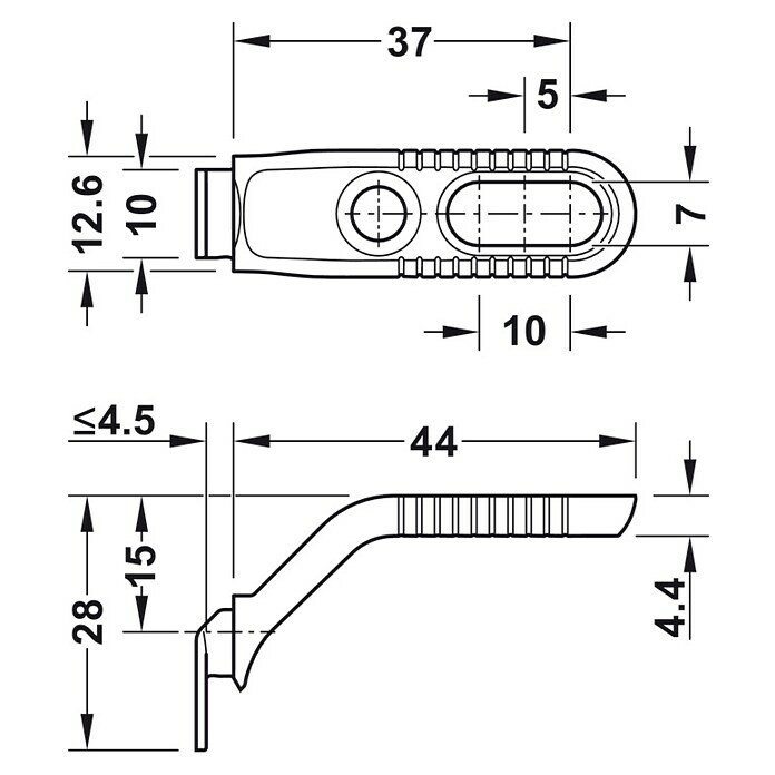 Häfele RückwandverbinderL x B: 44 x 14 mm, Zinkdruckguss Sketch