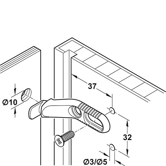 Häfele RückwandverbinderL x B: 44 x 14 mm, Zinkdruckguss Sketch