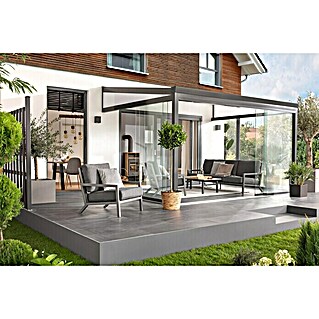 Terrassenüberdachung Gartenzimmer Easy (L x T: 400 x 300 cm, Polycarbonat, Anthrazitgrau, Opal)