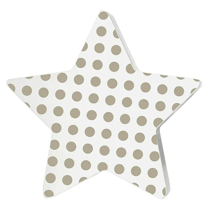 Tapa final Estrella - Blanco/Piedra, 1 ud., Específico para: Barras para las cortinas de Ø 20 mm - Estrella decorativa con puntos blancos y beige, ideal para habitaciones infantiles o eventos festivos. Crea un ambiente cálido y acogedor.