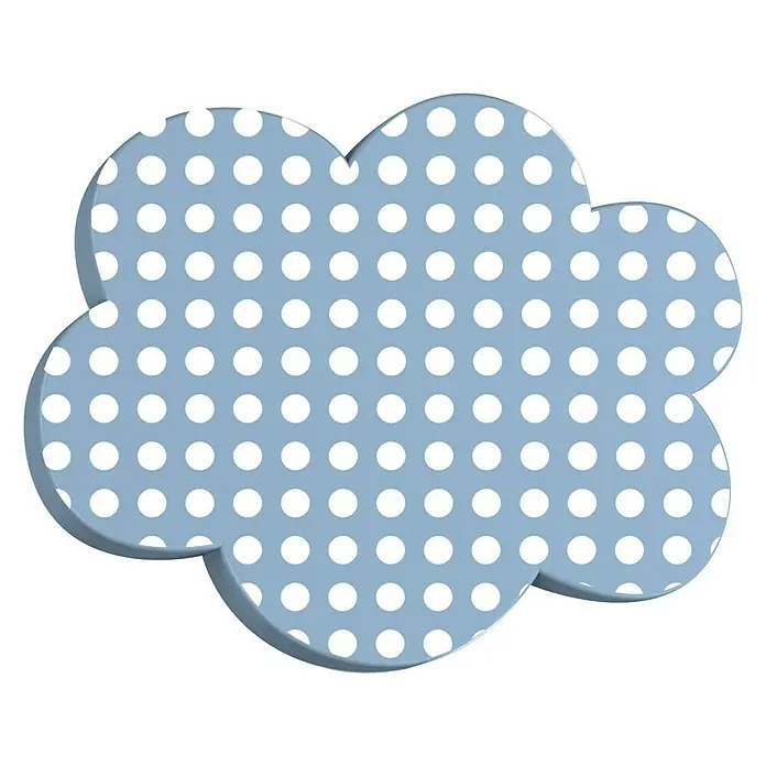 Tapa final Nube - Azul Celeste/Blanco, 1 ud., Específico para: Barras para las cortinas de Ø 20 mm - Nube azul con lunares blancos, ideal para decoraciones de habitaciones infantiles y fiestas temáticas.