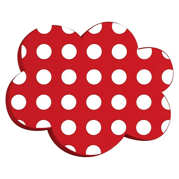 Tapa final Nube - Rojo/Blanco, 1 ud., Específico para: Barras para las cortinas de Ø 20 mm - Adhesivo rojo en forma de nube con lunares blancos, ideal para habitaciones infantiles o fiestas. Una decoración divertida y colorida.