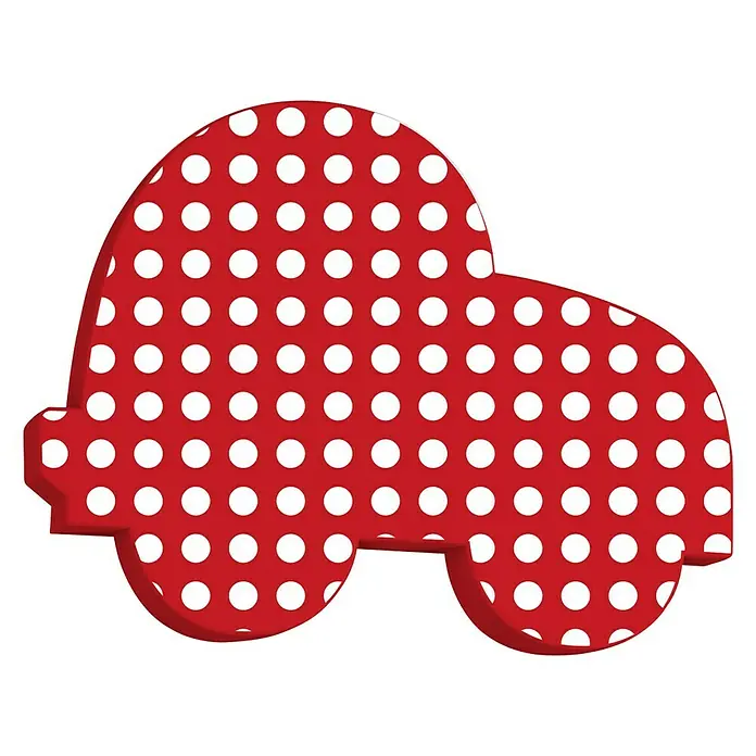 Tapa final Coche - Rojo/Blanco, 1 ud., Específico para: Barras para las cortinas de Ø 20 mm - Coche rojo con lunares blancos. Perfecto para cumpleaños o decoraciones.