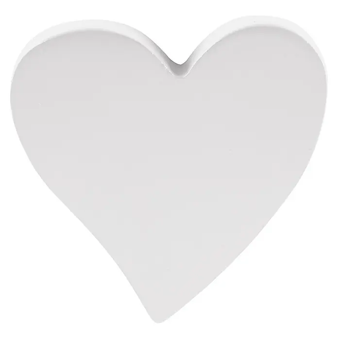 Tapa final Corazón - Blanco, 1 ud., Específico para: Barras para las cortinas de Ø 20 mm - Primer plano de un elegante elemento decorativo en forma de corazón en blanco brillante, que añade un toque cariñoso a cualquier espacio.