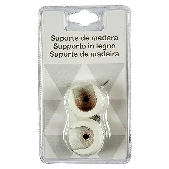 Soporte de pared Lateral - L x An x Al: 16,3 x 3,3 x 10 cm, Diámetro: 20 mm - Un par de soportes de madera en un embalaje transparente, ideal para fijar objetos a las paredes.