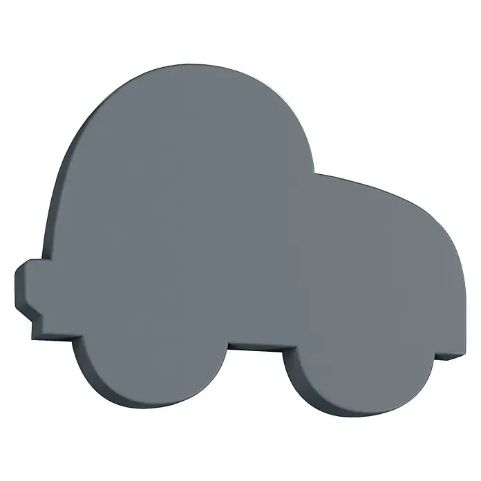 Tapa final Coche - 1 ud., Específico para: Barras para las cortinas de Ø 20 mm - Icono de coche gris con bordes brillantes, que presenta un diseño sencillo e infantil adecuado para uso digital o aplicaciones.