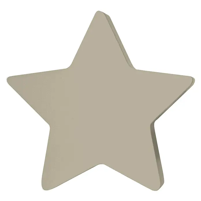 Tapa final Estrella - Piedra, 1 ud., Específico para: Barras para las cortinas de Ø 20 mm - Primer plano de una estrella beige tridimensional con bordes suaves sobre un fondo negro.
