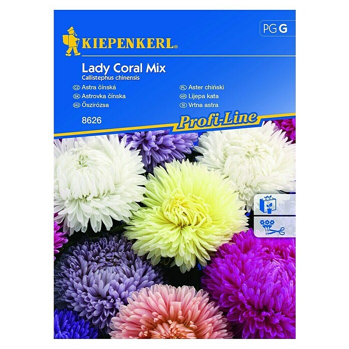 Kiepenkerl Profi-Line Cvetlična semena Vrtna astra Lady Coral Mix  (Callistephus chinesis, Različne barve) | 8127 - Feinsämereien in PG Marke | IBYA - Sämereien | IBY - Sämereien | IB - Grünpflanzen/Sämereien | I - Stadtgarten | BAUHAUS