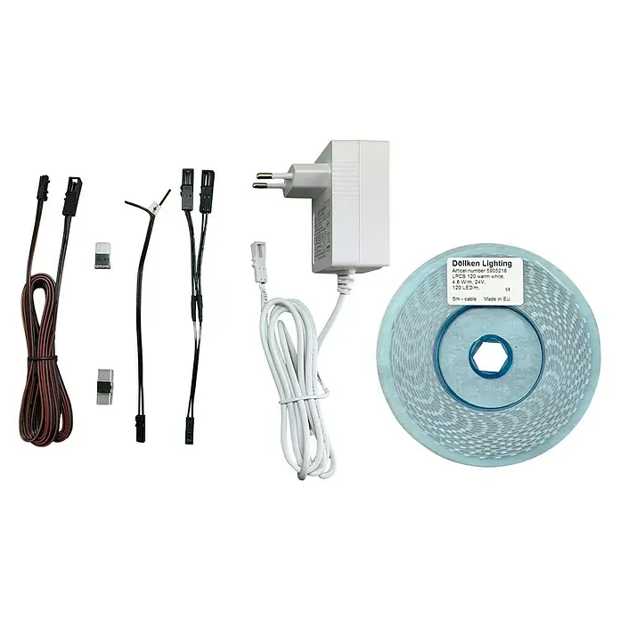 Starter-Set Cubica LS80 - Passend für: Licht- bzw. Kabelkanalleisten Cubica LS80 - Döllken Lighting LED-Streifen-Set mit Zubehör, inklusive Netzteil und Verbindungskabel. Ideal für stimmungsvolle Beleuchtung im Innenbereich.