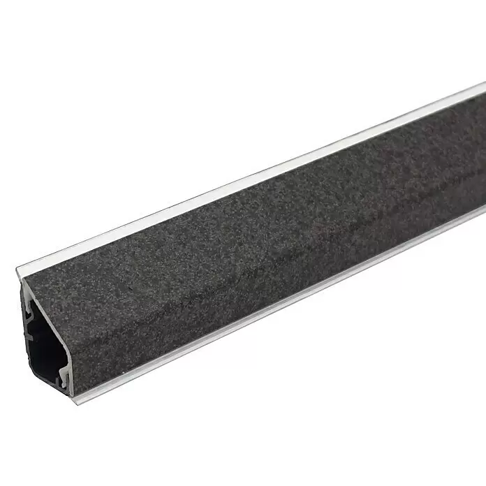 Kantoflex Wandabschlussprofil Design 37978 Mocca - 60 x 1,6 x 2,4 cm - L-förmiges Aluminiumprofil mit dunkelgrauem, strukturiertem Anti-Rutsch- oder Schutz-Einsatz.