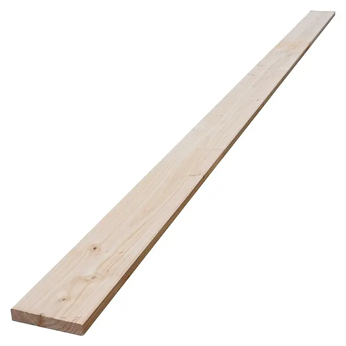 Glattkantbrett - 300 x 14,5 x 2,7 cm, Lärche - Helles, unbehandeltes Holzbrett mit natürlicher Maserung, ideal für Bau- oder Bastelprojekte. Vielseitig einsetzbar.