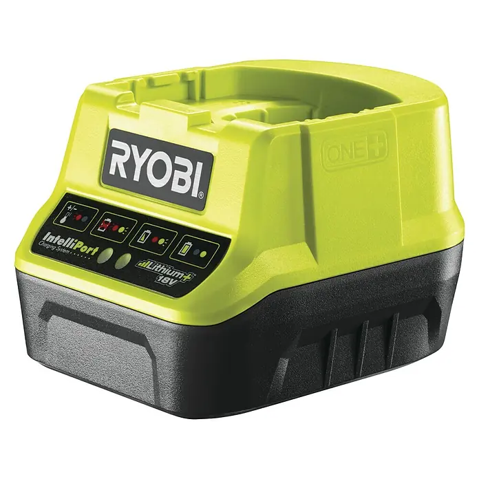 Ryobi ONE+ Akku-Rasentrimmer RLT183225F - 18 V, 2,5 Ah, Li-Ionen, 1 Akku - Das Ryobi IntelliPort Ladegerät, ein kompaktes und effizientes Gerät zum Laden von Ryobi ONE+ Akkus.