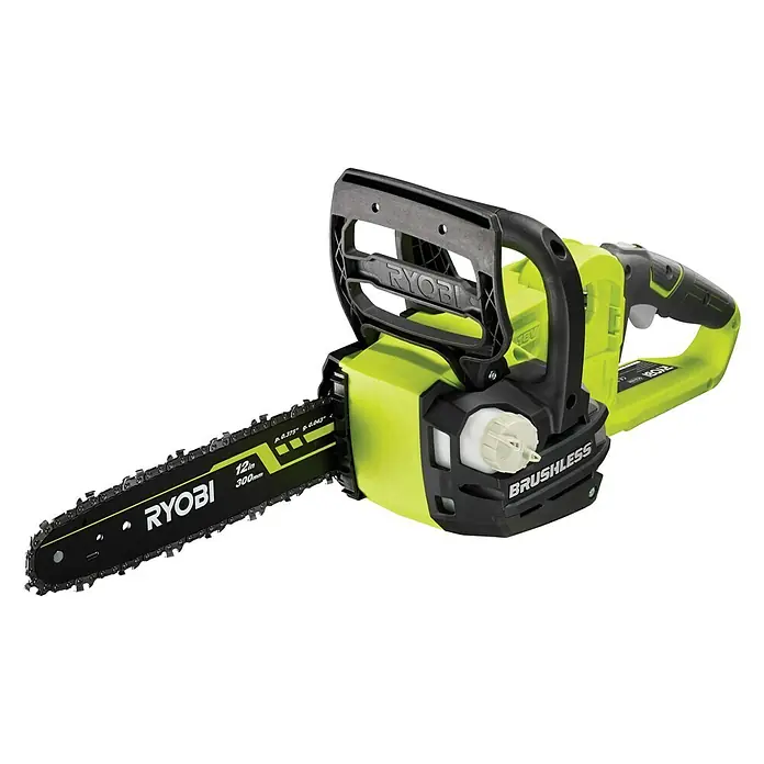 Ryobi ONE+ Akku-Kettensäge - 18 V, Li-Ionen, 1 Akku, Schwertlänge: 30 cm - Die Ryobi Akku-Kettensäge mit bürstenlosem Motor bietet hohe Leistung und lange Laufzeit für effiziente Baumpflege und Holzarbeiten.