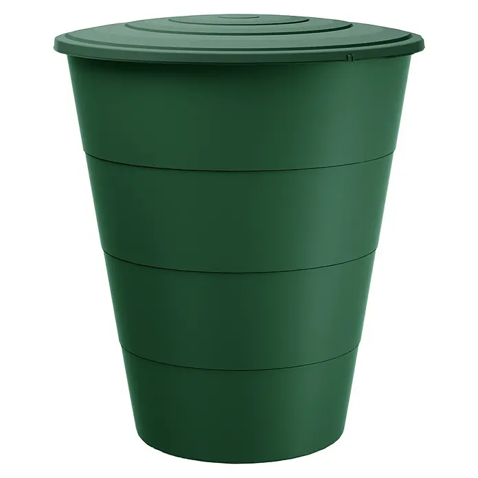Regentonne Smooth - 210 l, Waldgrün - Grüne Regentonne mit Deckel. Die Tonne ist aus Kunststoff gefertigt und ideal für die Gartenbewässerung.
