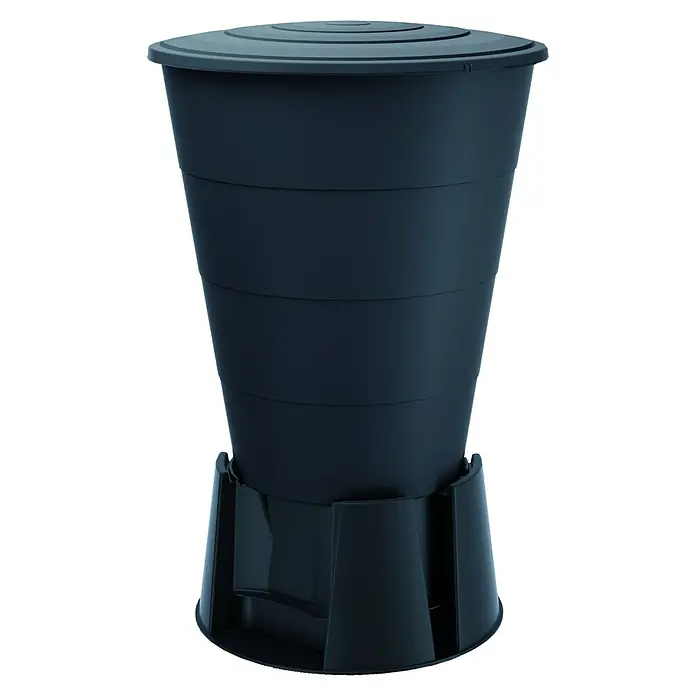 Regentonne Smooth - 210 l, Anthrazit - Dieser dunkelblaue Kompostbehälter ist ideal für die Gartenabfallverwertung und hat einen stabilen Standfuß.