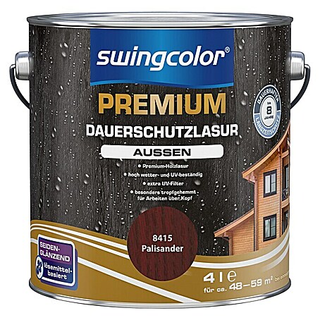 swingcolor Premium Dauerschutzlasur (Palisander, 4 l, Seidenglänzend, Lösemittelbasiert)