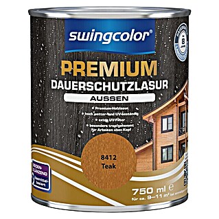 swingcolor Premium Dauerschutzlasur (Teak, 750 ml, Seidenglänzend, Lösemittelbasiert)
