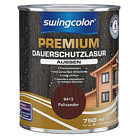 swingcolor Premium Dauerschutzlasur (Palisander, 750 ml, Seidenglänzend, Lösemittelbasiert)