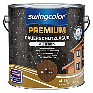 swingcolor Premium Dauerschutzlasur (Nussbaum, 4 l, Seidenglänzend, Lösemittelbasiert)