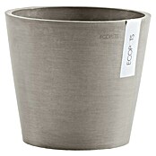 Ecopots Amsterdam Pflanzkübel rund (Außenmaß (Ø x H): 20 x 17,5 cm, Kunststoff, Braungrau, Mit Bewässerungssystem) | BAUHAUS