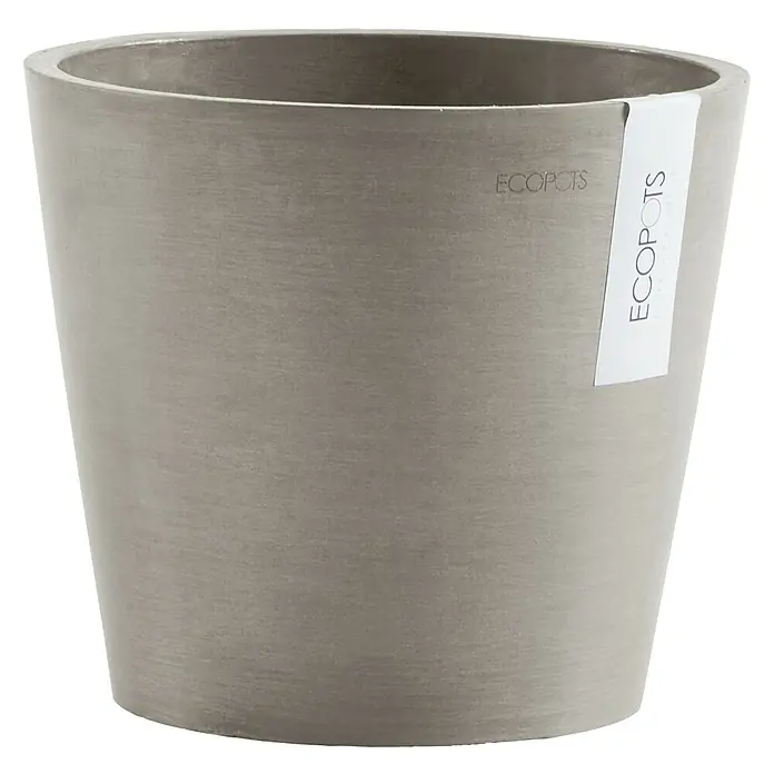 Ecopots Amsterdam Pflanztopf - Außenmaß (Ø x H): 20 x 17,1 cm, Kunststoff, Braungrau - Eleganter grauer ECOPOTS Blumentopf. Er ist konisch geformt und hat ein minimalistisches Design, ideal für moderne Innenräume und Gärten.