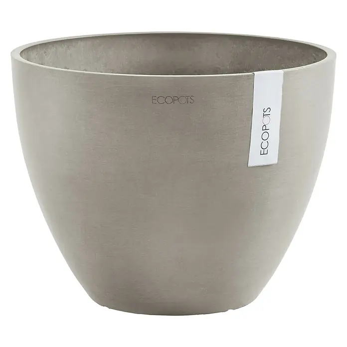 Ecopots Pflanztopf Antwerpen - Außenmaß (Ø x H): 30,2 x 25 cm, Kunststoff, Braungrau - Grauer, konischer "Ecopots"-Blumentopf aus recycelten Materialien, der sich ideal für den Innen- und Außenbereich eignet. Er ist robust und stilvoll.