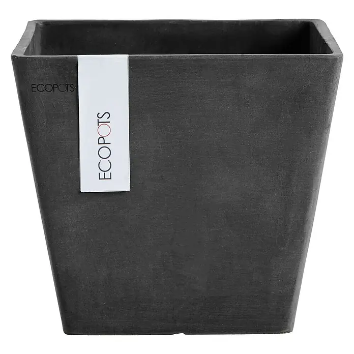 Ecopots Rotterdam Pflanzkasten - Außenmaß (L x B x H): 20,3 x 20,3 x 17,8 cm, Kunststoff, Dunkelgrau - Quadratischer ECOPOTS Pflanztopf in Anthrazit. Modernes Design für Innen- und Außenbereich, ideal für Pflanzenliebhaber mit Stil und Umweltbewusstsein.