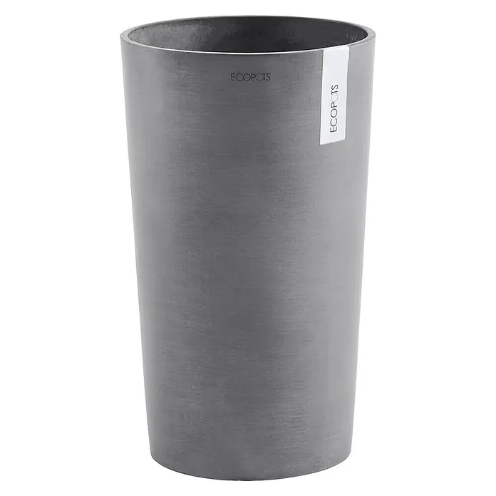 Ecopots Amsterdam Pflanzsäule rund Mid High - Außenmaß (Ø x H): 30 x 50 cm, Kunststoff, Grau - Der ECOPOTS Topf im schlichten Design, ideal für Zimmerpflanzen, zeichnet sich durch seine zylindrische Form und graue Betonoptik aus.