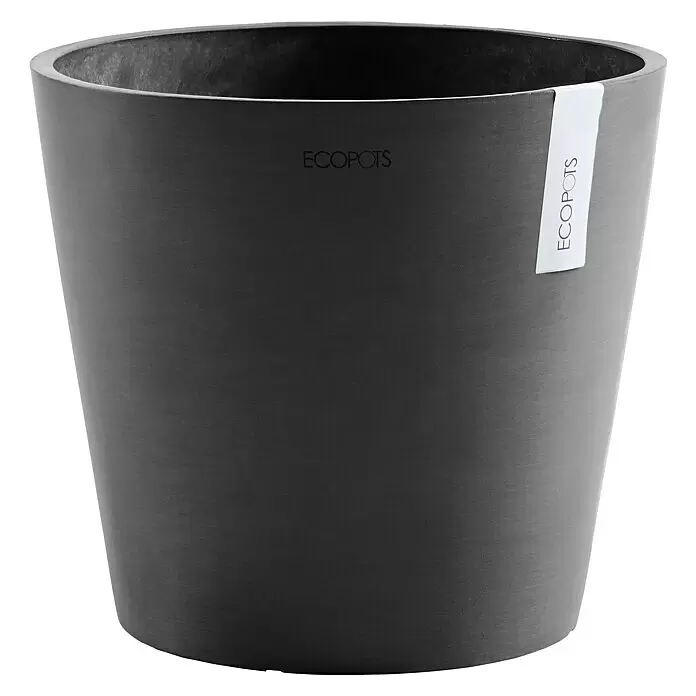 Ecopots Amsterdam Pflanztopf - Außenmaß (Ø x H): 40 x 34,5 cm, Kunststoff, Dunkelgrau - Vorderansicht