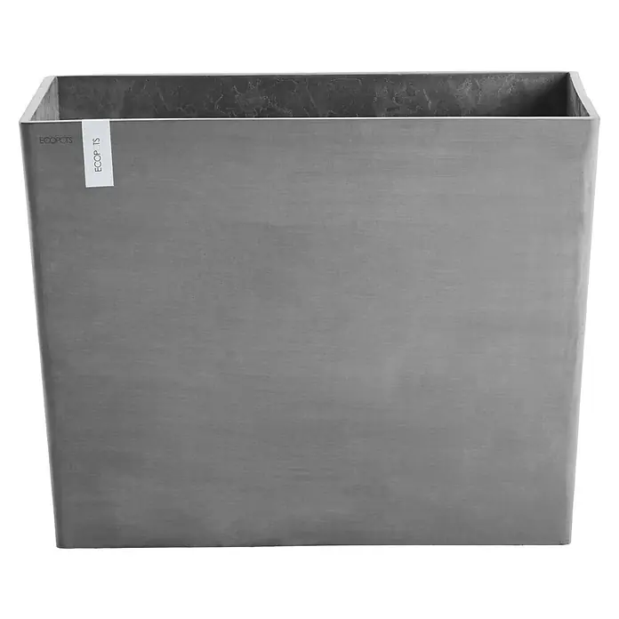 Ecopots Pflanzkasten ParisAußenmaß (L x B x H): 85 x 40 x 65 cm, Kunststoff, Grau, Ausstattung Pflanzgefäß: Rollen - Grauer eckiger Ecopots Pflanzkasten. Der minimalistische Pflanztopf ist für den Innen- und Aussenbereich geeignet und bietet Platz für Pflanzen.