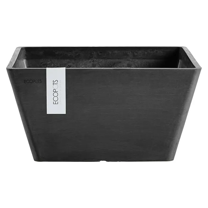 Ecopots Berlin Pflanzschale eckig - Außenmaß (L x B x H): 31,2 x 31 x 15,7 cm, Kunststoff, Dunkelgrau - Quadratischer ECOPOTS Pflanztopf in Anthrazit. Der Topf ist aus recyceltem Material gefertigt und hat eine moderne, konische Form.