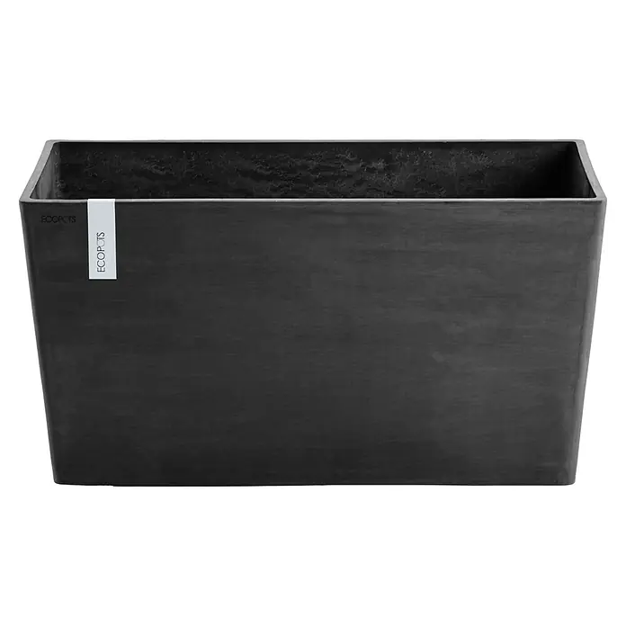 Ecopots Pflanzkasten Paris - Außenmaß (L x B x H): 80,3 x 38 x 40,5 cm, Kunststoff, Dunkelgrau - Ein rechteckiger, grauer Pflanzkasten von Ecopots, ideal für den Innen- und Außenbereich, mit einer subtilen, strukturierten Oberfläche für stilvolle Bepflanzung.