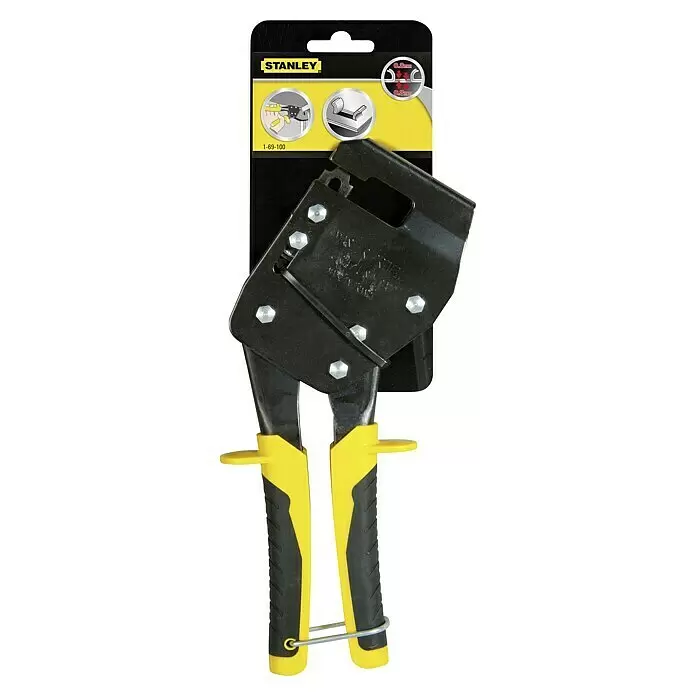 Stanley Alicates para unión de perfil 1-69-100 - Específico para: Espesores de hasta 0,8 mm - Tenaza Stanley negra y amarilla para perfiles metálicos en envase, con capacidad de 0,8mm.
