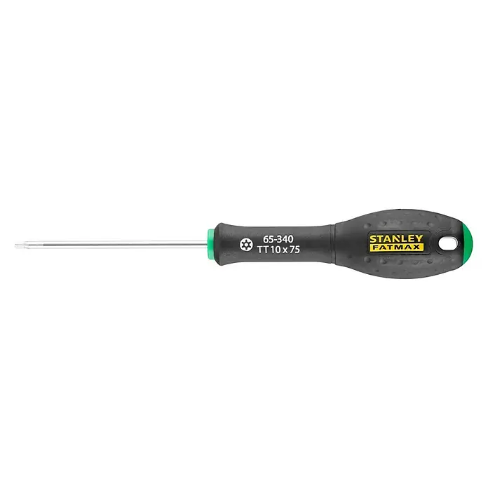 Stanley FatMax Schraubendreher - TX 10, Klingenlänge: 75 mm - Stanley FatMax Torx-Schraubendreher TT10 x 75, ideal für präzise Schraubarbeiten. Robuster Griff für komfortable Handhabung und hohe Drehmomentübertragung.