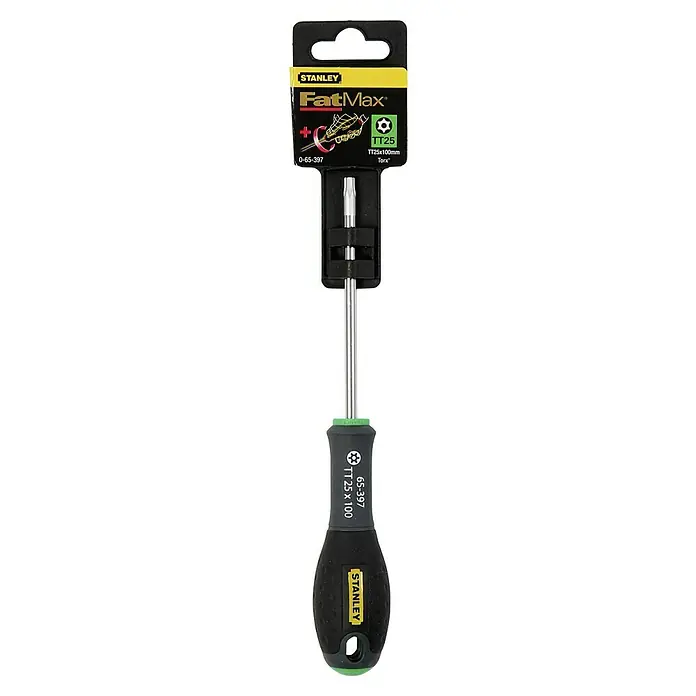 Stanley FatMax SchraubendreherTX 25, Klingenlänge: 100 mm - Abbildung eines Stanley FatMax Torx TT25 Schraubendrehers, ideal für präzise Arbeiten. Hochwertige Verarbeitung für lange Lebensdauer.