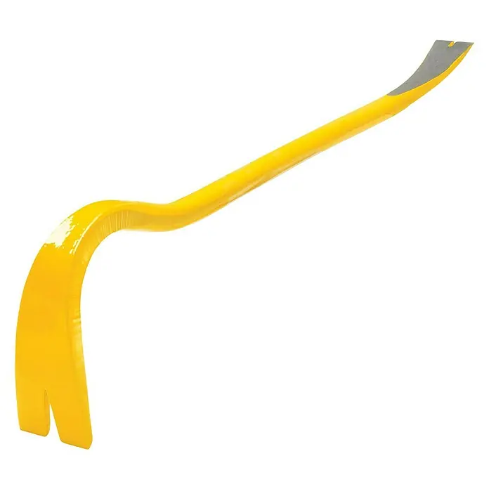 Stanley FatMax Nageleisen 1-55-503 - Länge: 600 mm - Gelber Brecheisen mit zwei Krallen und einer gebogenen Form, ideal zum Heben und Entfernen von Nägeln oder zum Aufbrechen von Materialien.