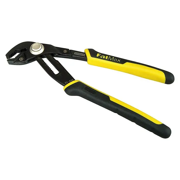 Stanley FatMax Wasserpumpenzange 0-84-648 - Länge: 254 mm - Die Stanley FatMax Wasserpumpenzange ist ein robustes Werkzeug mit gelb-schwarzem Griff für sicheren Halt und präzises Arbeiten.