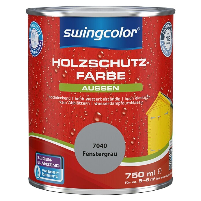 swingcolor Holzschutzfarbe (Fenstergrau, 750 ml, Seidenglänzend)