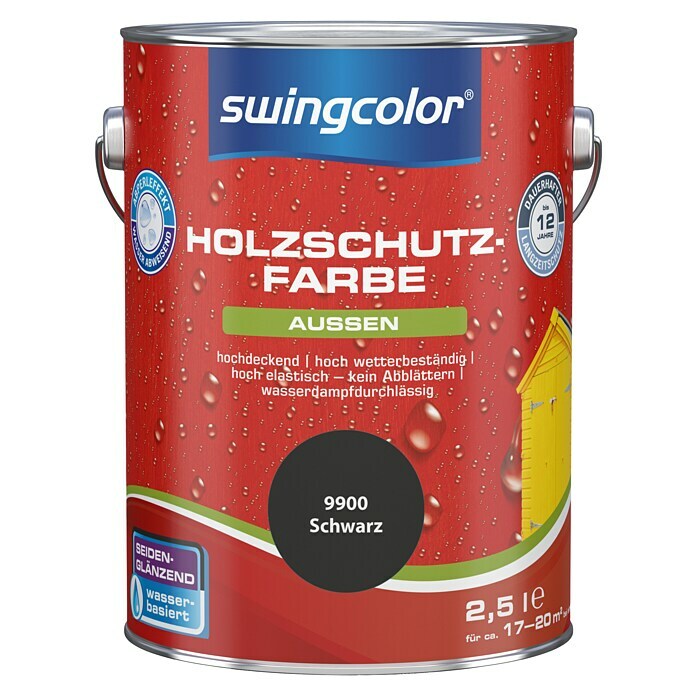 swingcolor Holzschutzfarbe (Schwarz, 2,5 l, Seidenglänzend)