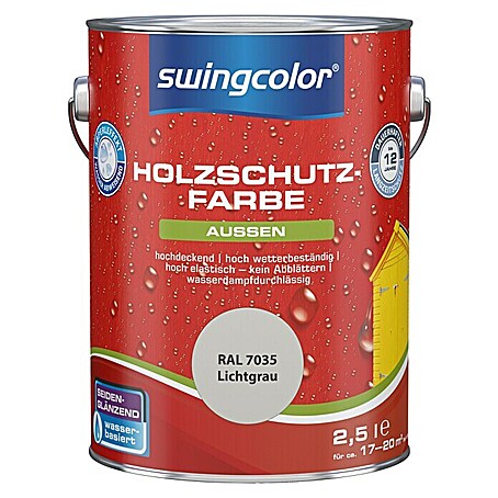 swingcolor Holzschutzfarbe (Lichtgrau, 2,5 l, Seidenglänzend, Wasserbasiert)