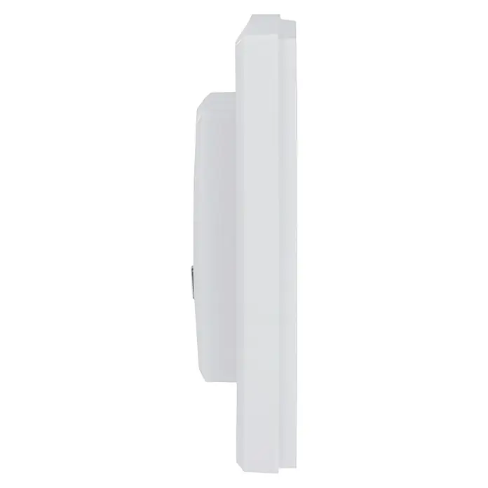 Homematic IP Bewegungsmelder HmIP-SMI55-2 - Weiß, Batteriebetrieben, 150 m - Seitenansicht einer weißen Türglocke, die sich durch ihr schlichtes und modernes Design auszeichnet und sich an jede Fassade anpasst.
