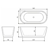 Camargue Samostoječa kopalna kad Visby  (Do x Š: 160 x 75 cm, Akril, Bela) | 3984 - Freistehende Wannen QM | DBCB - Badewannen | DBC - Wannen | DB - Keramik/Wannen | D - Sanitär | BAUHAUS