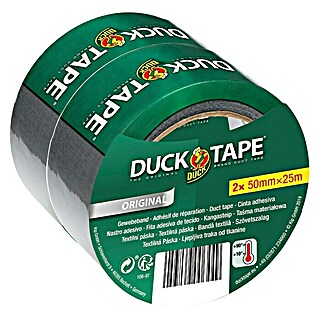 Duck Tape Gewebeband (Silber, L x B: 25 m x 50 mm, 2 Stk.)