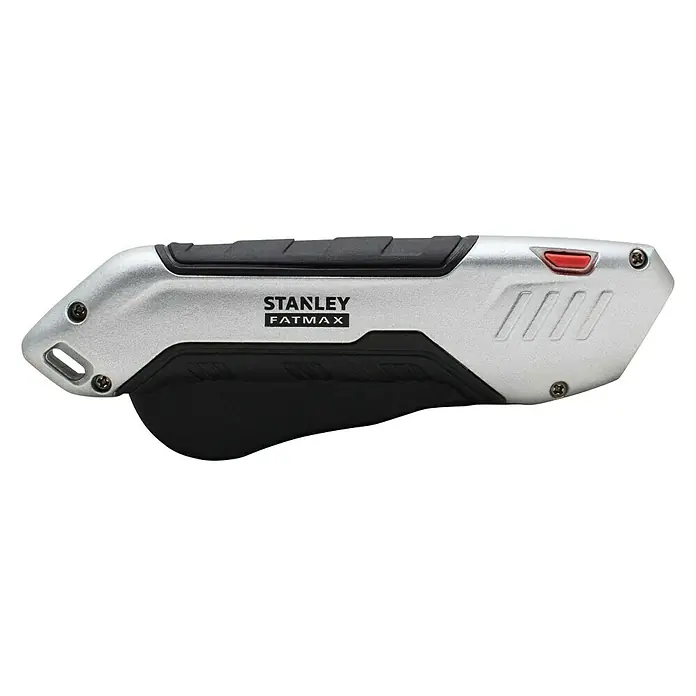 Stanley FatMax Sicherheitsmesser FMHT10370-0 - Trapezklinge - Stanley Fatmax Messer mit silberner Klinge und schwarzem Griff, ideal für präzise Schnitte und sicheren Halt bei Handwerksarbeiten.