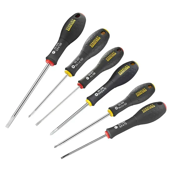 Stanley FatMax Schraubendreher-Set FMHT0-62626 - 6 -tlg. - Stanley FatMax Schraubendreher Set mit verschiedenen Größen und Kreuzschlitz-/Schlitzschraubendrehern für vielfältige Anwendungen.