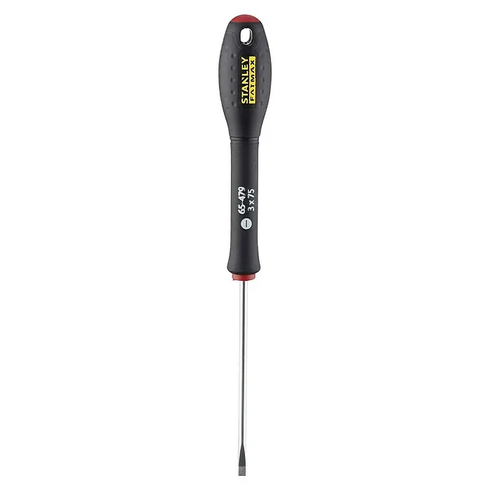 Stanley FatMax Schraubendreher - SL 3 mm, Klingenlänge: 75 mm - Stanley FatMax Schlitzschraubendreher mit ergonomischem Griff für komfortables Schrauben und hohe Drehmomentübertragung.