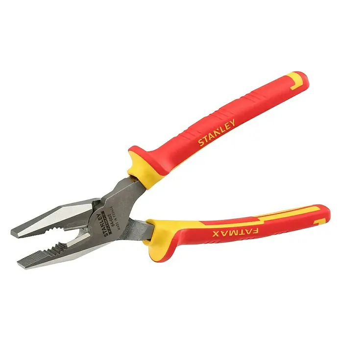 Stanley FatMax Kombizange VDE 0-84-002 - Länge: 20 cm - Stanley Fatmax Kombizange mit isolierten Griffen in Rot und Gelb für sicheres Arbeiten bei Elektroinstallationen.
