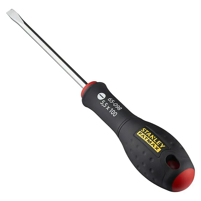 Stanley FatMax Schraubendreher - SL 5,5 mm, Klingenlänge: 100 mm - Stanley Fatmax Schraubendreher: Ein robustes Werkzeug mit ergonomischem Griff für präzises Arbeiten. Ideal für Profis und Heimwerker.