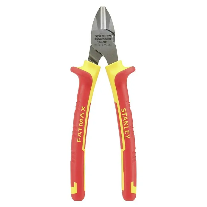 Stanley FatMax Seitenschneider VDE 0-84-009 - Länge: 16 cm - Stanley FatMax Schneidzange mit rot-gelben Griffen, ideal für präzise Schnitte und komfortable Handhabung. Ein robustes Werkzeug für Profis.